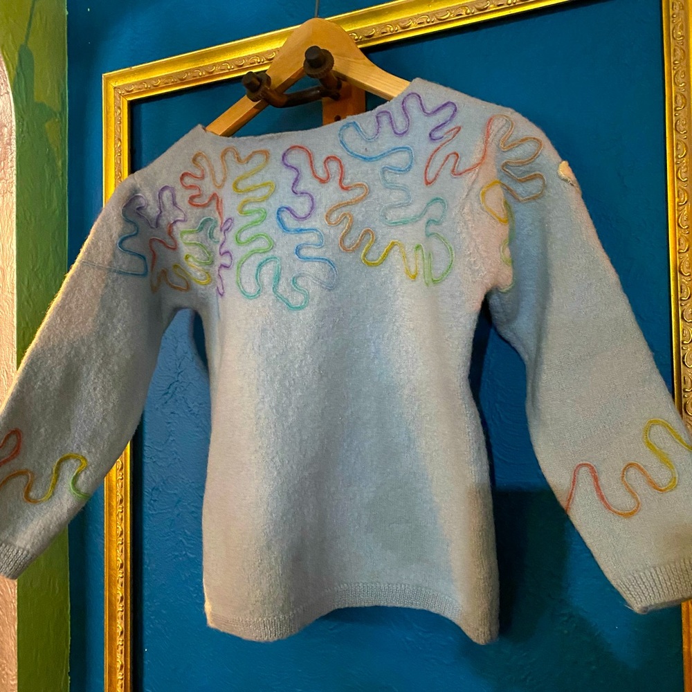 Rainbow Coral Road in the Sky Boxy Sweater
